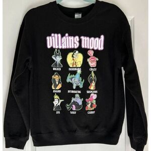 Disney Park Villains Mood Sweatshirt Sz Medium (7-9) Black Wicked Evil Sassy